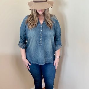 Denim button down tunic in XL